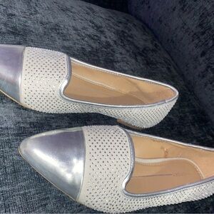 Silver and Cream Women's Loafers